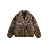 AYWTER Unisex Retro Suede Avikailio Odinė Motociklininko Striukė su Fleece MY0210 X-Large ruda