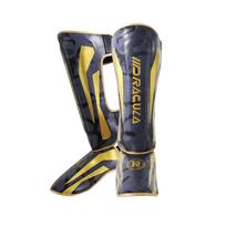 1 Pair High-Quality PU Leather Boxing Shin Guards Ankle Protector MMA Muay Thai Training Leg Warmers Light Kicking Shin Pads M gray