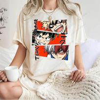 My Hero Academia Kids T‑Shirt Deku Bakugo & Todoroki Anime Graphic T‑Shirt Fan Gift Tee Summer High‑Quality Tops 120 chaki