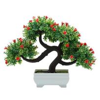 Dirbtinių gėlių medžių augalų vazoniniai bonsai vestuvių vakarėlio staliniai baldai raudona