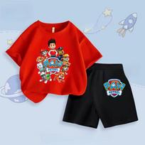 Paw Patrol rinkinys vaikams berniukams šortai+marškinėliai trumpomis rankovėmis 2 dalių apranga berniukams kasdieniai animaciniai drabužiai vaikiškos gimtadienio dovanos 110 red