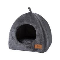 Teepee Shape Pet Tent Soft Bed for Small Dogs & Cat Soft Plush Condo Machine Washable Cave Dog House M black