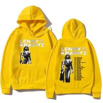 Lenny Kravitz Gyvai 2026 Grafinis Streetwear Vyriškas Aukštosios Gatvės Džemperis Madingas Moteriškas Ilgomis Rankovėmis Viršutinis Drabužis Punk Muzikos Drabužiai Megztinis M geltona