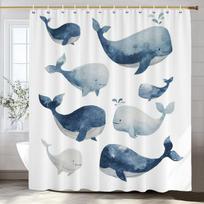1pc Sea Turtle Print Waterproof Shower Curtain,Beach Coastal Ocean Turtle Starfish Partition Privacy Hanging Curtain with Hooks 150x180cm-60x70in gray