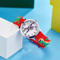Kids' Dinosaur Stegosaurus Cartoon Watch: Quartz Electronic Wristwatch for Primary Students 110 raudona