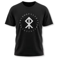 Norse Courage Bind Rune Viking T-Shirt | Runic Circle Elder Futhark Unisex Tee XS black