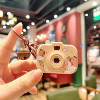 Cartoon Capybara Mini Camera Projector Keychain - Cute Luminous Bag Charm & Car Key Accessory brown