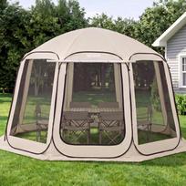 VEVOR Screen House Tent, 3660 x 3380 x 2300 mm, 10-12 Person Pop Up Screen Tent with Extended Awning, Portable Screened in Canopy with Carry Bag