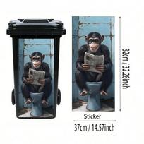 Animal Series Garbage Pail Stickers Self Adhesive 2D Trash Can Decal Waterproof PVC Wheelie Bin Sticker Outdoor Patio Decor blue