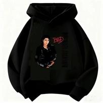 2026 New Michael Jackson Printed Hoodie Autumn Fashion Casual Outdoor Sweatshirt Loose Long Sleeve Street Wear for Children 140 black