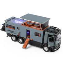 1:18 Normadis Off-Road RV Alloy Car Model, Sound & Light Pull Back Vehicle, Lifting Terrace Simulation Toy Gift for Kids