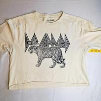 Def Leppard baltiniai marškinėliai su grupės logotipu moteriški dydis L trumpi marškinėliai rock n roll XL white