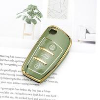 Shell Fob Protector Holder For Q3 Q7 TT 8L 8V S3 A3 8L 8P A4 B6 B7 B8 A6 C5 C6 4F RS3 TPU Car Flip Key Case Cover Keyless žalia