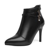 Madingi batai moterims su šoniniu užtrauktuku 2024 m. Seksualūs aštriais priekiais moteriški ankle boots, vienspalviai, paprasti, skirti į darbą, biuro moterų batai, dydis 42 40 black