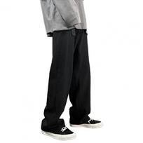 Vyriškos Cargo Kelnės Laisvos Vienspalvės Vintažinės Japoniško Stiliaus Aukštosios Gatvės Stiliaus Plačios Kojos Tiesios Kojos Kišenės Streetwear Lauko Kelionė L juoda