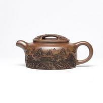 720ml Exquisite Yixing Purple Clay Teapot Handmade Engraved Pot Raw Ore  Wood-fired Porcelain Mud Kettle Zisha Teaset Decoration brown