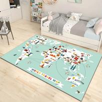 Cartoon World Map Pattern Floor Rug Carpets for Living Room Bedroom Bedside Bathroom Floor Mat Area Rug Kids Room Decor Gift 40cm x 60cm white