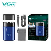 VGR 347 Men's Convenient Shaver Sharp Double Blade Deep Cleaning Shaver LCD Intelligent Digital Display USB Charging Hair Trimme IPX7 Waterproof mėlyna