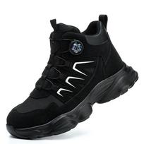 Rotating Button Safety Shoes Man Boots Anti Smash Anti Piercing Steel Toe Safety Working Footwear Lightweight Breathable Work Boots 36