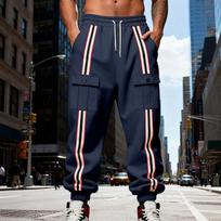 Men Fleece Lined Thickened Casual Sports Tapered Pants With Pockets L