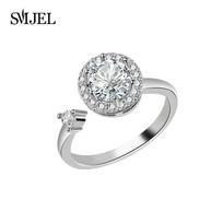 Fidget Spinner Ring Anxiety for Women Crystal Demon Eyes Anti Stress Rings Flower Planet Sun Rotating Jewelry Wedding Gift resizable white