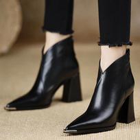 Spring Metal Pointed Toe Women Ankle Boot Fashion Short Booties Designer High Heels Botas De Mujer 39