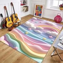 Naujas Atvykimas Žavingas Makaronų Spalvos 3D Animacinis Kilimas Purus Žvaigždės Debesies Vaivorykštės Kilimas Vaikų Miegamojo Svetainės Namų Dekoras 50X80cm