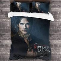 Horror Vampire Fan Item Bedding Set Children 2-Piece Soft Microfibre Quilt Cover for Adults,Damon Salvatore Bed Duvet Cover Set 140*200cm/55x79in Single/Twin 3pcs