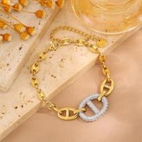 European and American Fashion Pig Nose Bracelet Trend Light Luxury High-end Bracelet Bracelet One Size(16-22CM) beige