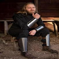 Medieval Steel Bracers Leg Greaves LARP Armor, Knight Cosplay, Renaissance Fair, Viking Costume, SCA Arm Guards, Fantasy Accessories black