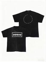 2025 New Summer Men's women's T-Shirt Oasie Rock Band Street Printed Cotton Casual Fashion T-Shirt Autumn and winter innerwear L black
