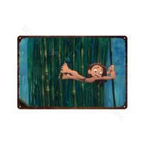Tarzano metalinis plakatas Klasikiniai animaciniai filmai Vintažinė skardos plokštelė Metalinė plokštelė Sienos meno lipdukai Kambario dekoravimui 20x30cm（7.8x11.8inch）