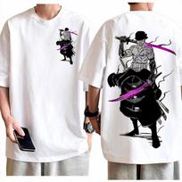 One Piece Roronoa Zoro Purple Blade Tshirt Men 100 Cotton Anime Graphic Tee Regular Fit Short Sleeve Casual Daily Top XL black