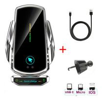 15W Automobilinis Išmanusis Belaidis Įkroviklio Laikiklis Infraraudonųjų Spindulių Automatinis Universalus Su Magnetiniu black