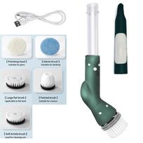Electric Spin Scrubber Cordless Rechargeable with Replaceable Brush Heads for Household Kitchen Bathroom Powerful Cleaning Tools gray