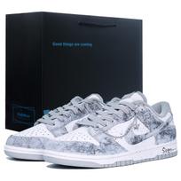 Nike Dunk Cushioning, Wear Resistant Low top Skateboard Shoes Unisex Black White Gray HF5441-105(Team1083-GBAG) 42 white