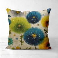 Modern Dandelion Floral Pattern Decorative Throw Pillow Cover Polyester Sofa Cushion Case for Living Room Bed Home Decor 1PCS beige