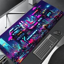 Cyberpunk Neono Miesto Pelės Padas Žaidimų Anime Žaidėjo Stalo Kilimėlis Xxl Klaviatūros Padas Stalviršis Didelis Nešiojamojo Kompiuterio Stalo Paviršius Kilimas 900x400x2mm