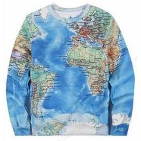 2026 New Mens Geographic Map Long Sleeve T-shirt map 3D Print Tshirt Men Women Fashion Casual Harajuku Tops Tees Oversized Top 6XL gray