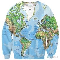 2026 New Mens Geographic Map Long Sleeve T-shirt map 3D Print Tshirt Men Women Fashion Casual Harajuku Tops Tees Oversized Top 3XL beige