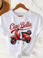 Red Scooter Ciao Bella Graphic Print T-shirt L gray