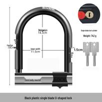 Waterproof U-Shaped Anti-Theft Lock for Electric Bike and Motorcycle black