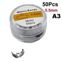 50 vnt./dėžutė Dantų matricos juostelės Segmentinės metalinės matricos Matrica 3,5/4,5/5,5/6,5 mm dydžio Dantų protezavimas Dantisto įrankiai gray
