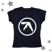 Aphex Twin Moteriški Retro Grupės Marškinėliai - Apvalus Kaklas, Seksualūs Juodi, Trumpomis Rankovėmis Madingas Viršus Large juoda