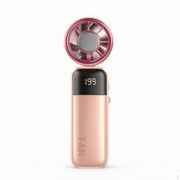 Fan with Semiconductor Cooling Digital Display Portable Handheld Compact for Travelers, Pink Electroplated