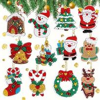 Acrylic Christmas Keychain Set Diamond Painting Craft Diamond Art Keychains  Holiday Decor YQ095 blue