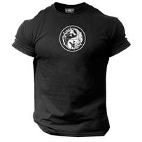 Yin Yang Dragon T Shirt Gym Clothing Bodybuilding Training Workout Exercise Boxing MMA Beast Chinese Mythology New Year Gymwear Tee Top L