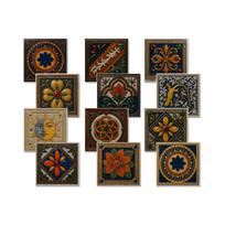 12 vnt. 15x15 cm 3D retro spaudos plytelių lipdukai PE sustiprinta putplasčio vandeniui atspari lipni meno plytelių lipdukas virtuvei ir vonios kambariui 15x15cm black