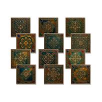 12 vnt. 15x15 cm 3D retro spaudos plytelių lipdukai PE sustiprinta putplasčio vandeniui atspari lipni meno plytelių lipdukas virtuvei ir vonios kambariui 15x15cm black