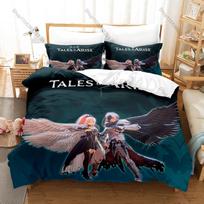 Cool Tales of Arise Bedding Set 3Pcs Fantasy Game Character Pattern Comfortable Bed Linen for Game Fans EU Single 135*200cm/53x79in 3pcs black